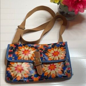 Fossil Plastic Coated Patterned Crossbody Bag. FP1435